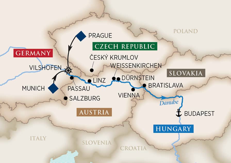 Romantic Danube Itinerary Map