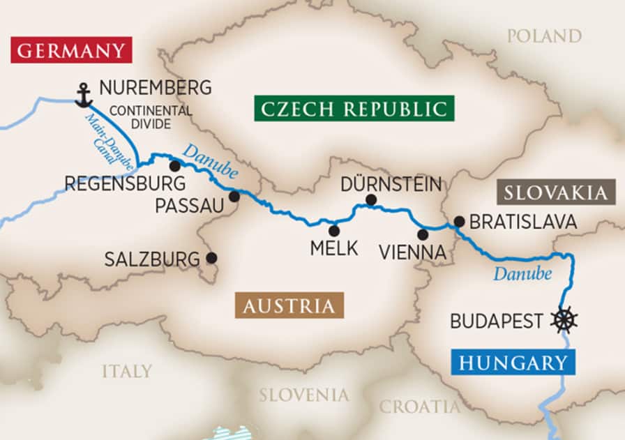 Blue Danube Discovery Itinerary Map