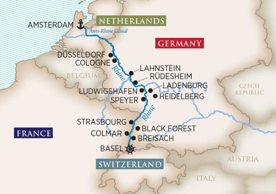 Enchanting Rhine Itinerary Map