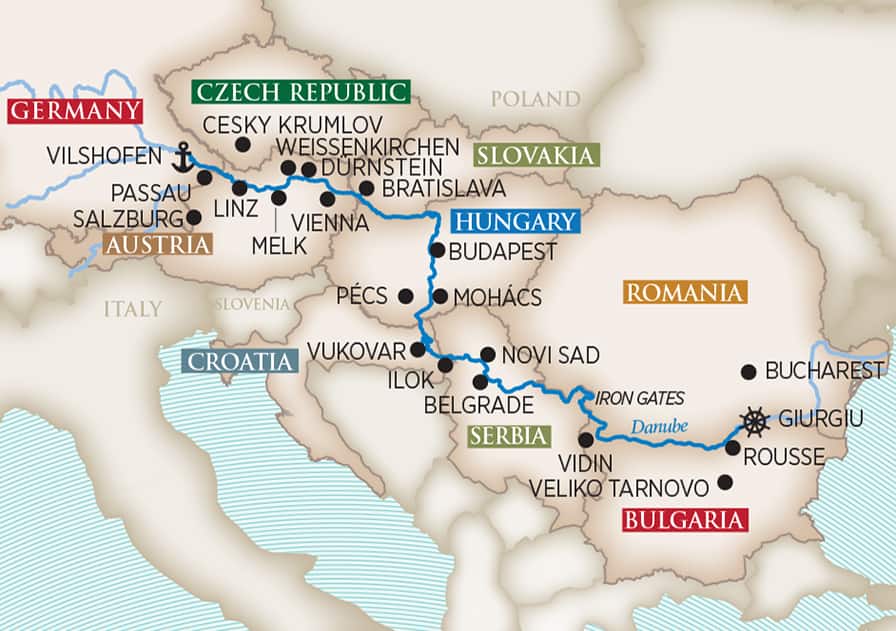 Grand Danube Cruise Itinerary Map