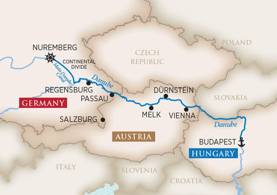 Legendary Danube Itinerary Map