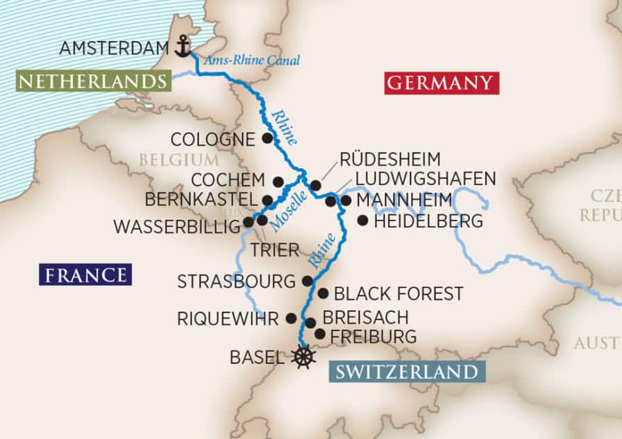 Rhine & Moselle Delights (Wine Cruise) Itinerary Map