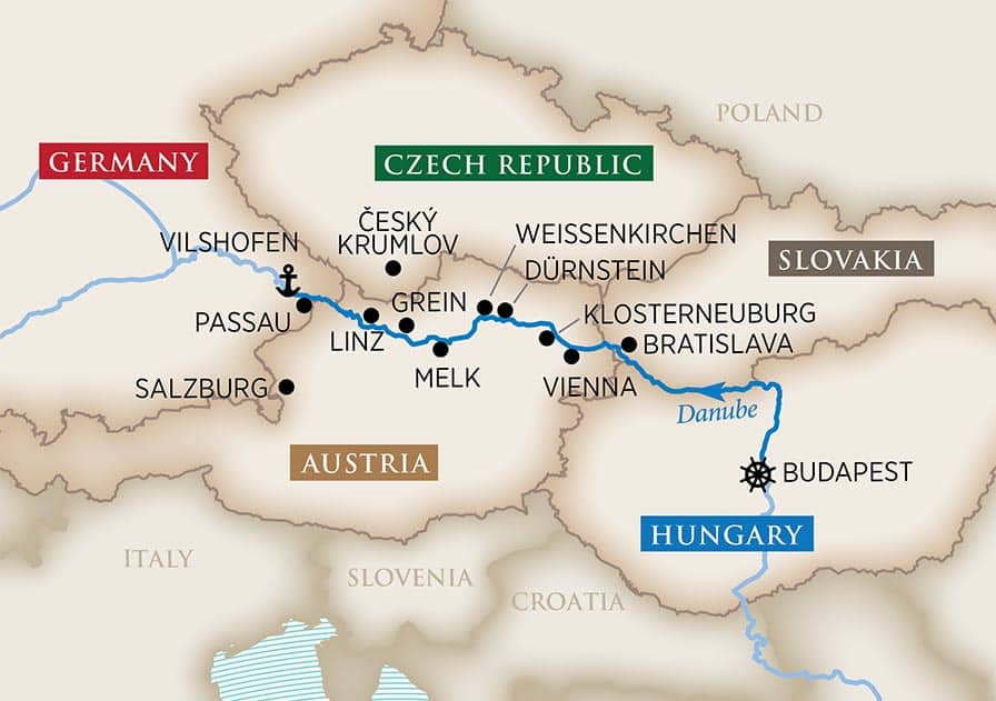 Melodies of the Danube (A Taste of Christmas Markets) Itinerary Map