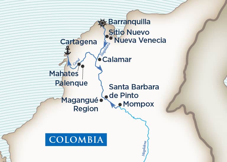 Magic of Colombia Itinerary Map