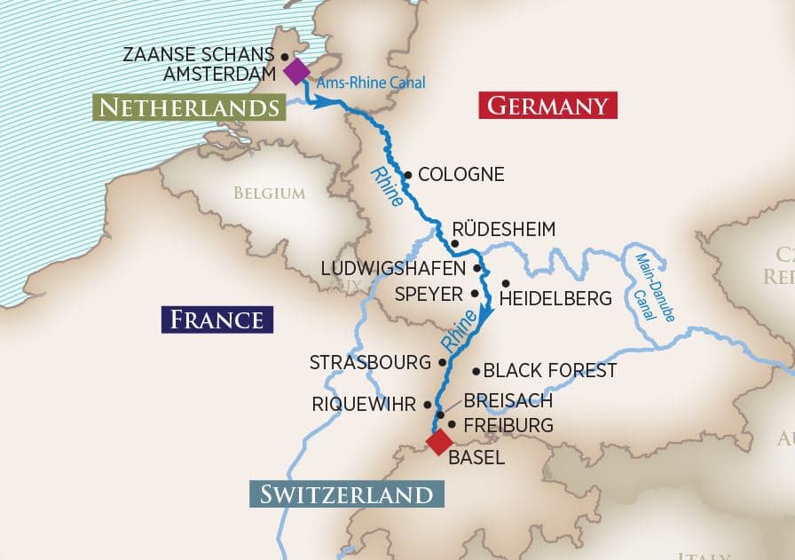 Captivating Rhine (Wine Cruise) Itinerary Map