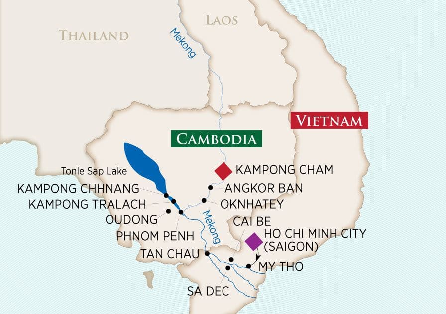 Charms of the Mekong Itinerary Map