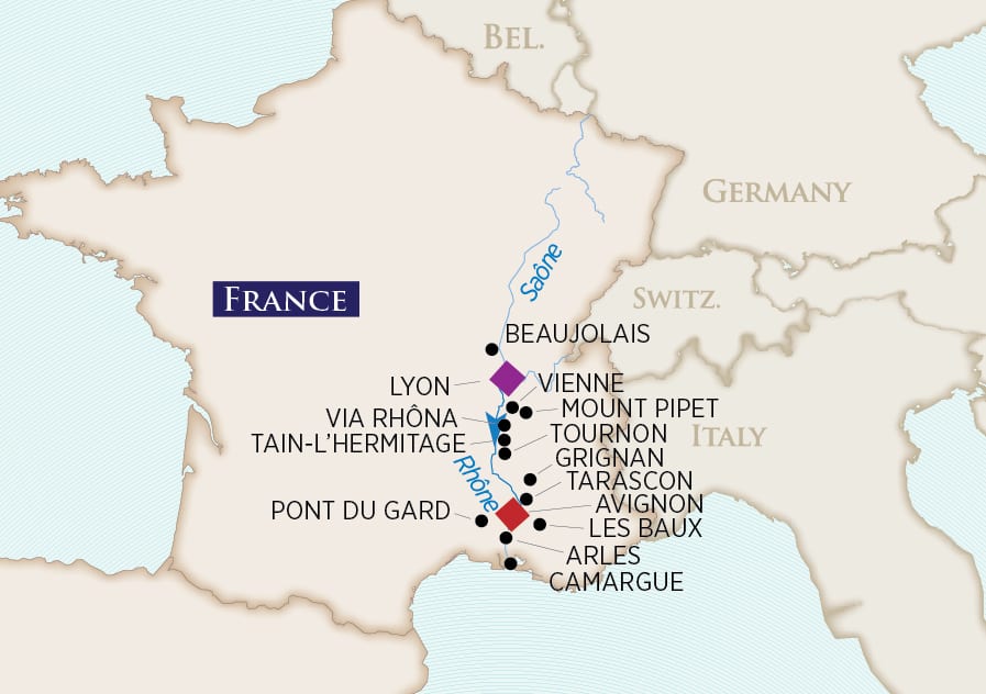 Colors of Provence (Wine Cruise) Itinerary Map