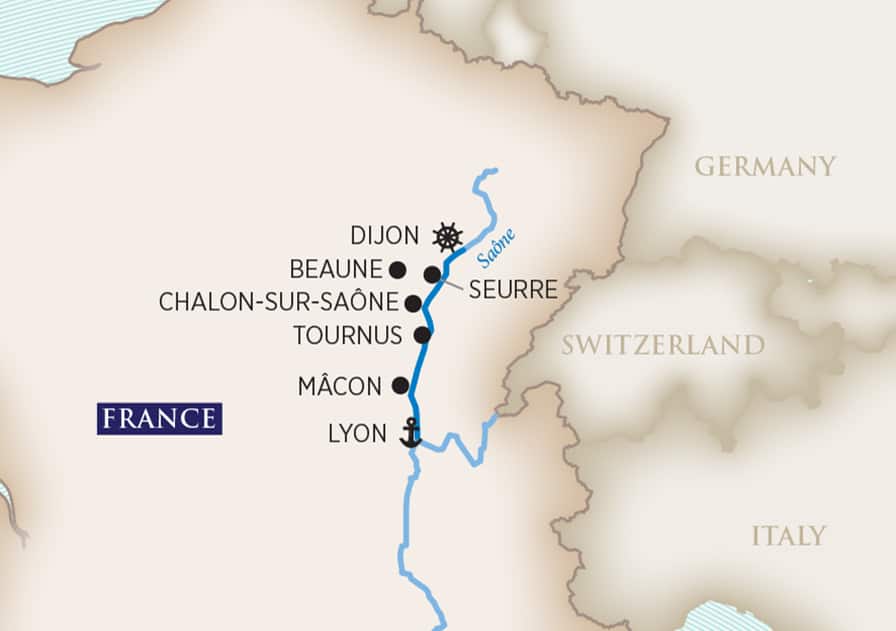 Flavors of Burgundy (Wine Cruise) Itinerary Map