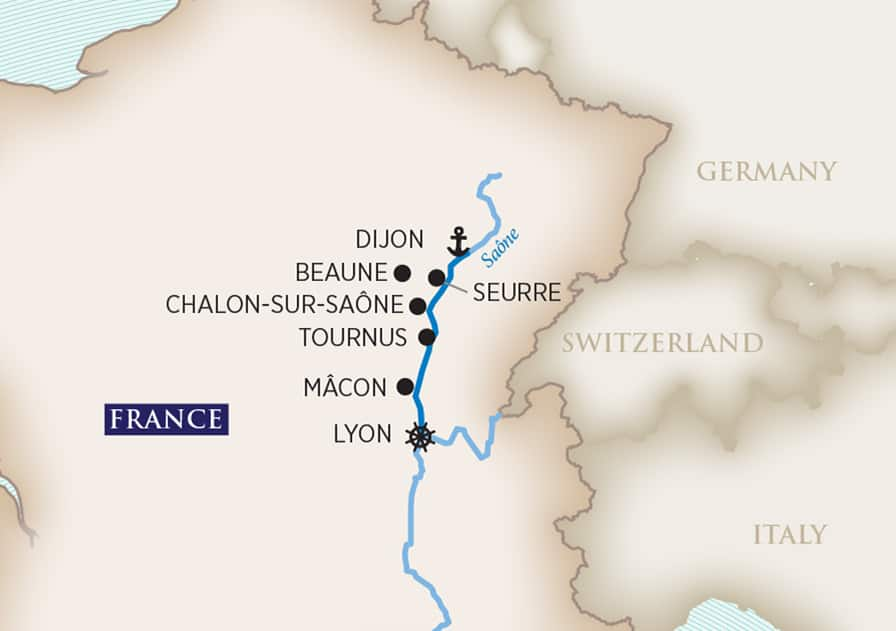 Flavors of Burgundy (Wine Cruise) Itinerary Map