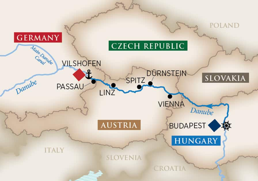 Magna on the Danube (Wine Cruise) Itinerary Map