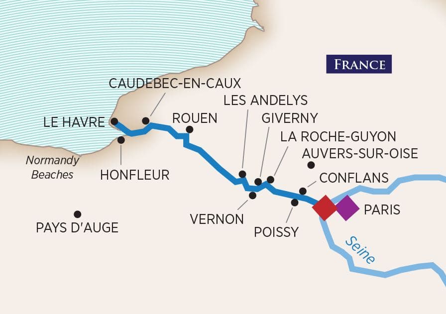 Paris & Normandy (Wine Modified) Itinerary Map