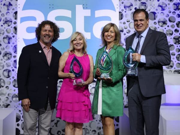 AmaWaterways Takes Home Top Honors At 2023 Asta Global Convention  - Carlos Herrero, Business Development Manager, Latin America at AmaWaterways; Diane Curchy Horan, Director, Strategic Partner Networks at AmaWaterways; Kristin Karst, Co-founder and Executive Vice President of AmaWaterways; and Zane Kerby, President and Chief Executive Officer of ASTA (Image at LateCruiseNews.com - May 2023)