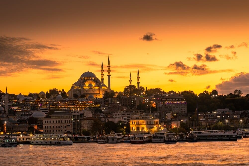 Amazing skyline of Istanbul at sunset