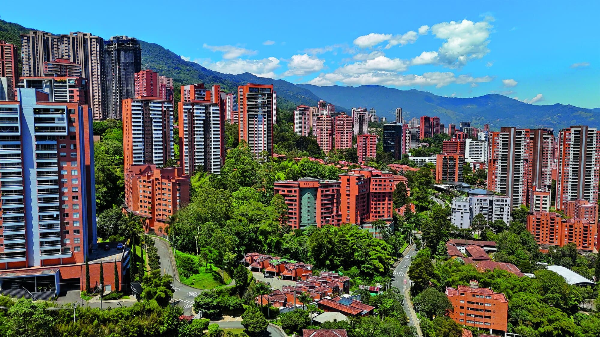 An aerial view of Medellin, Colombia